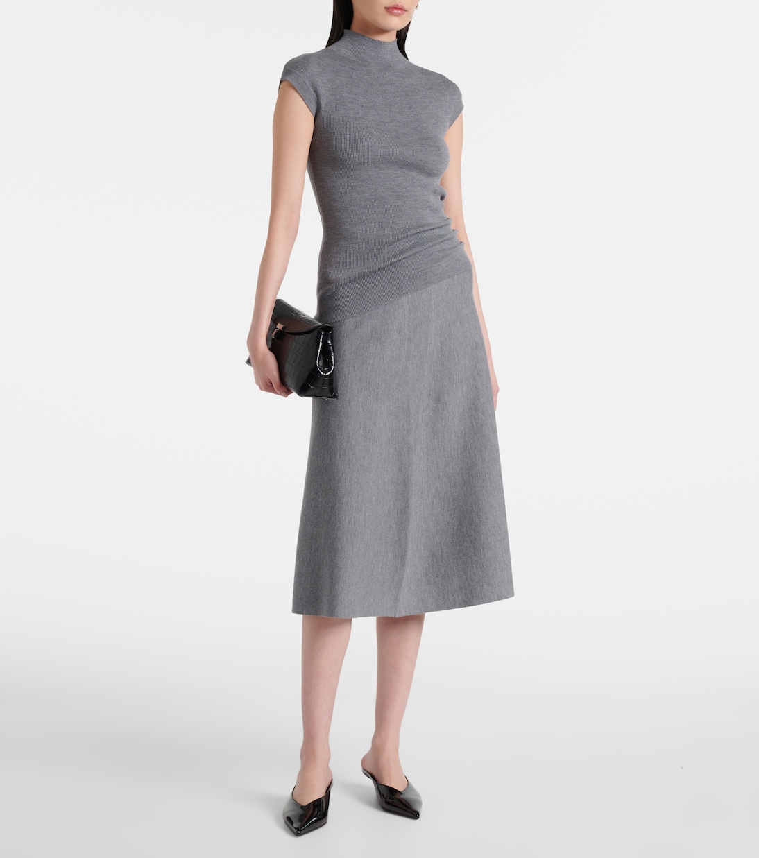 Wool high-rise midi skirt | Jardin des Orangers