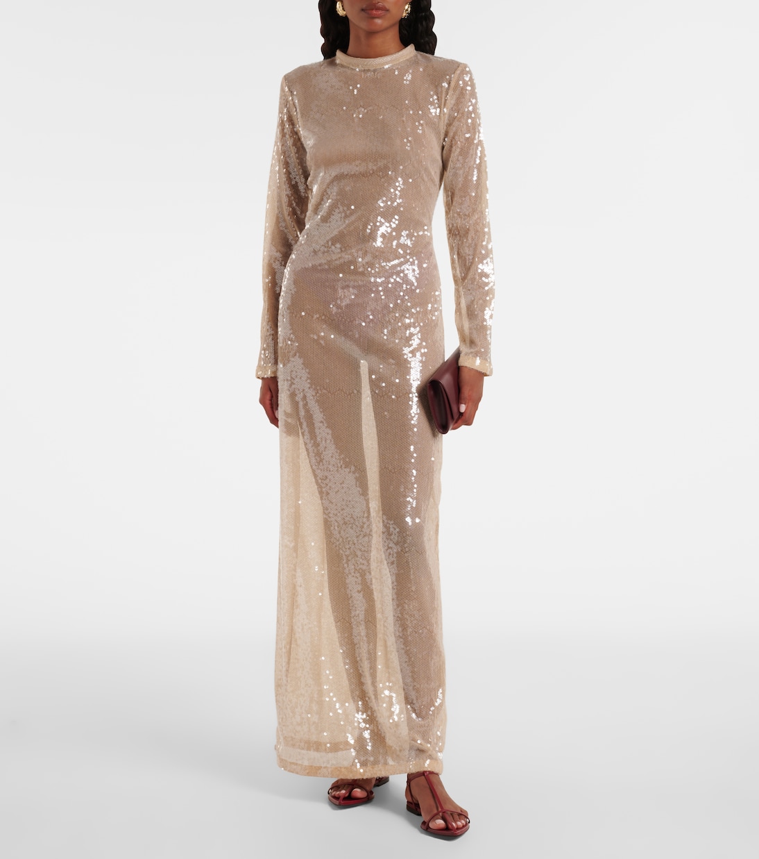 Sequined sheer maxi dress | Adriana Degreas