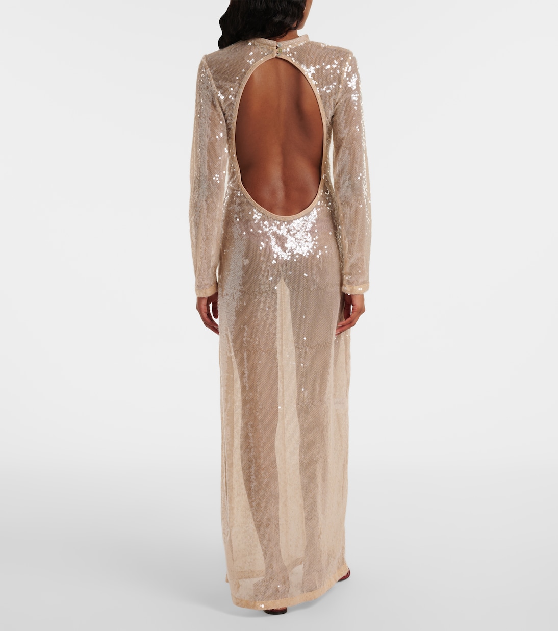 Sequined sheer maxi dress | Adriana Degreas