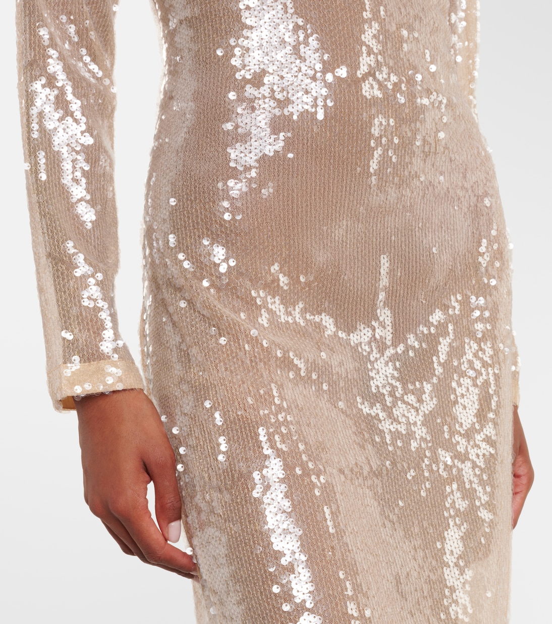 Sequined sheer maxi dress | Adriana Degreas