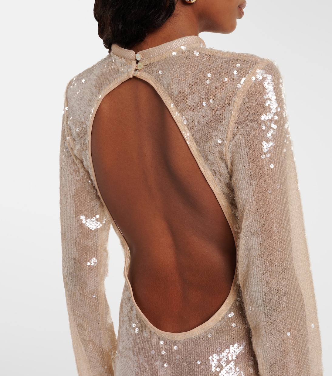 Sequined sheer maxi dress | Adriana Degreas