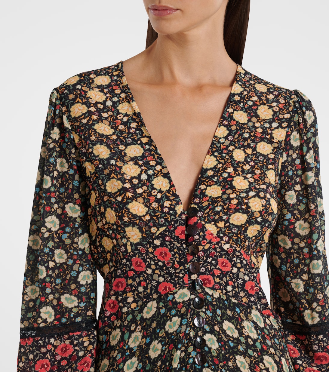 Raven printed crêpe de chine midi dress | Rixo