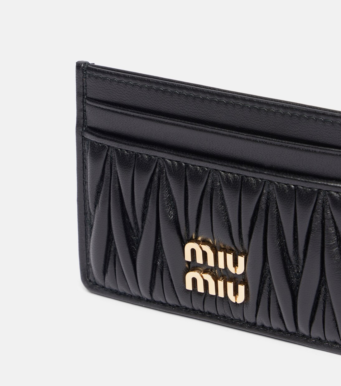Logo matelassé leather card holder | Miu Miu