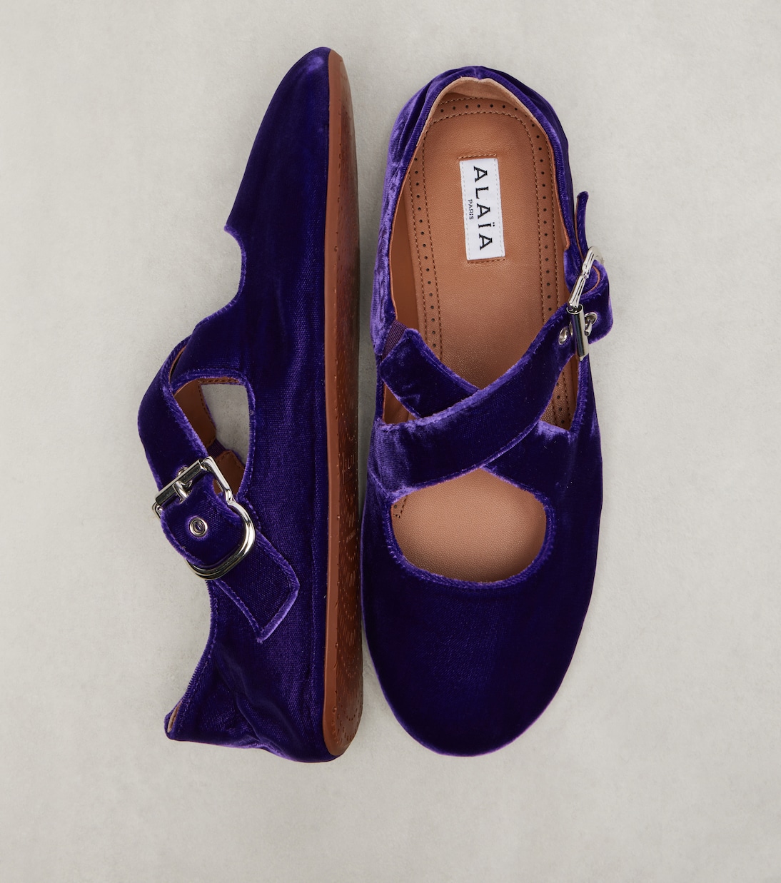 Criss Cross velvet Mary Jane flats | Alaïa