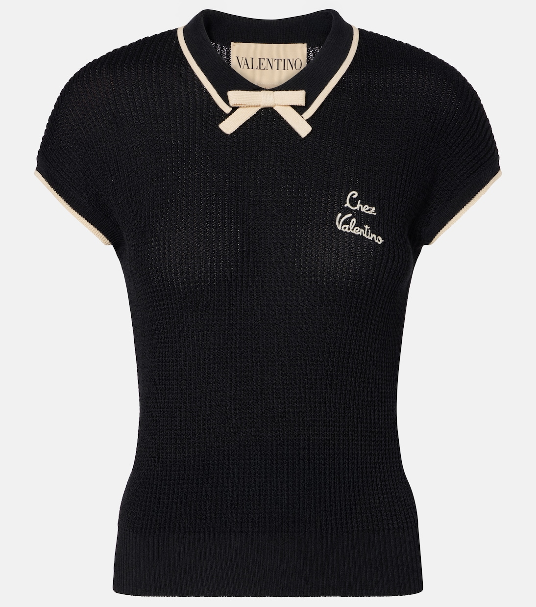 Bow-detail logo cotton-blend top | Valentino