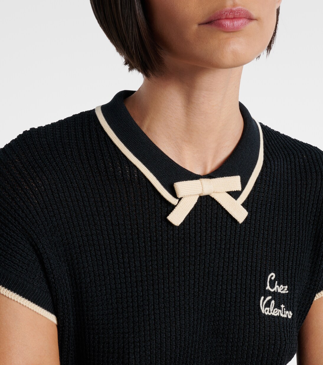 Bow-detail logo cotton-blend top | Valentino