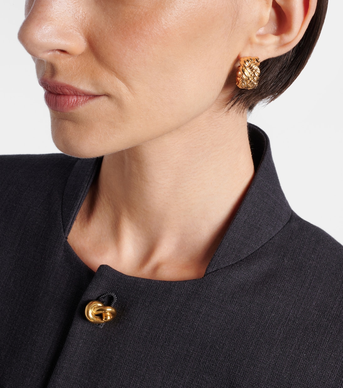 Intreccio Large gold-plated earrings | Bottega Veneta