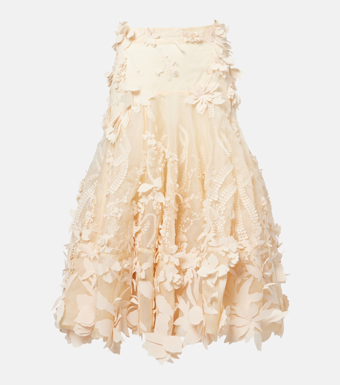 Hypnotic floral-appliqué silk midi skirt | Zimmermann