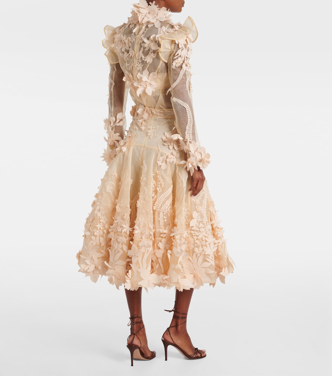 Hypnotic floral-appliqué silk midi skirt | Zimmermann