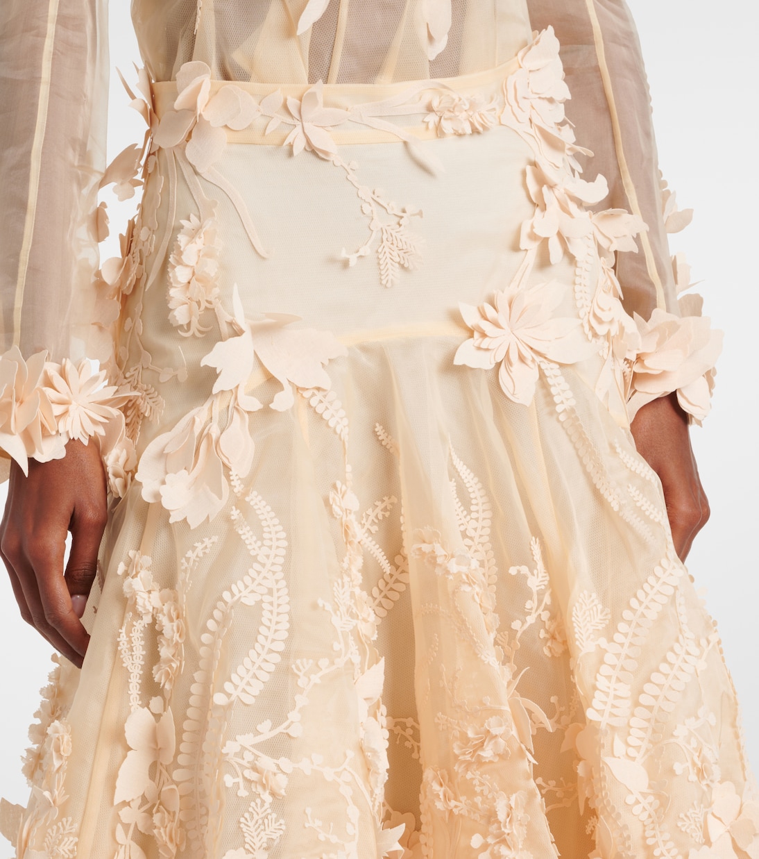 Hypnotic floral-appliqué silk midi skirt | Zimmermann