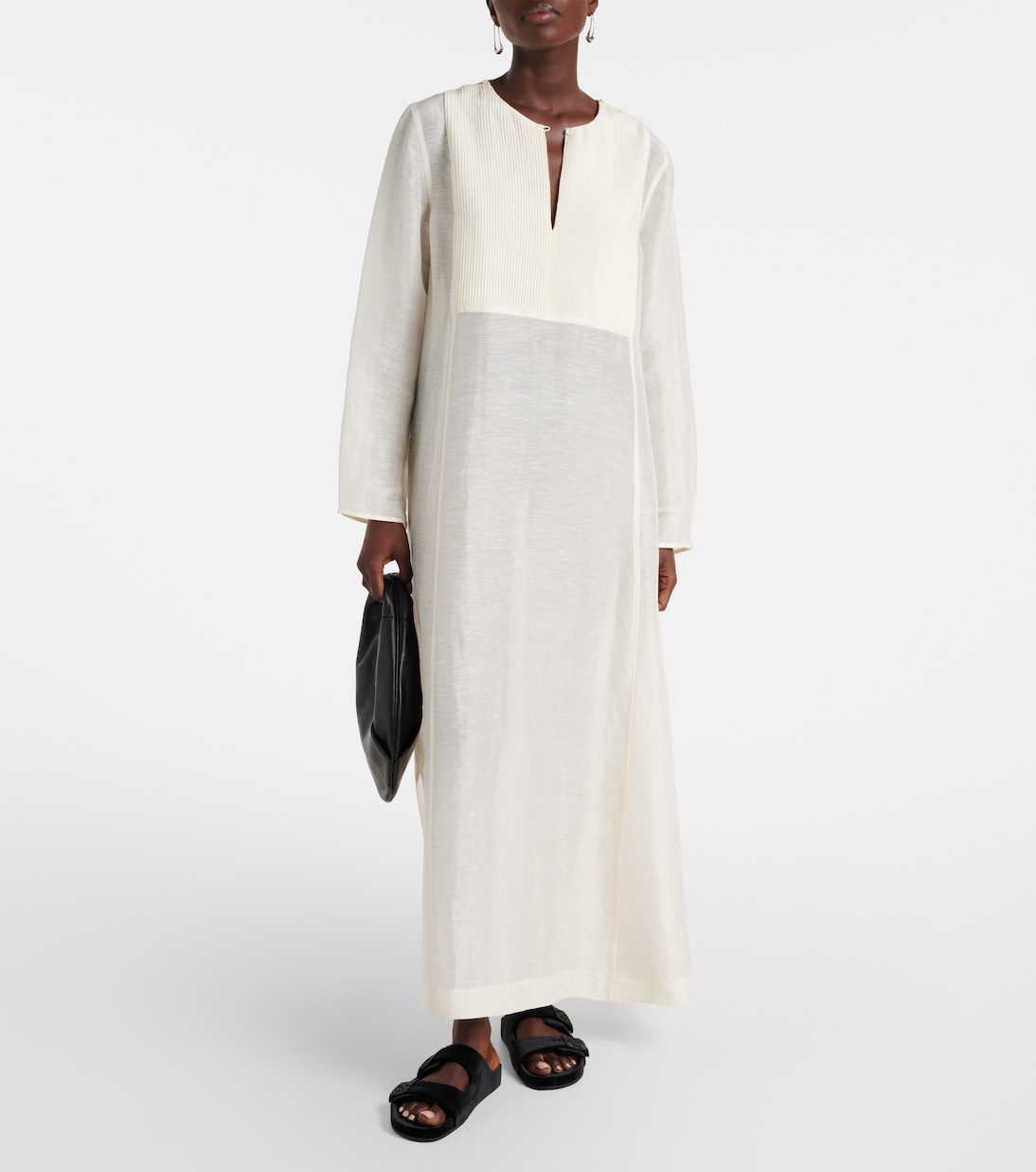 Pleated linen and silk kaftan | Tory Burch
