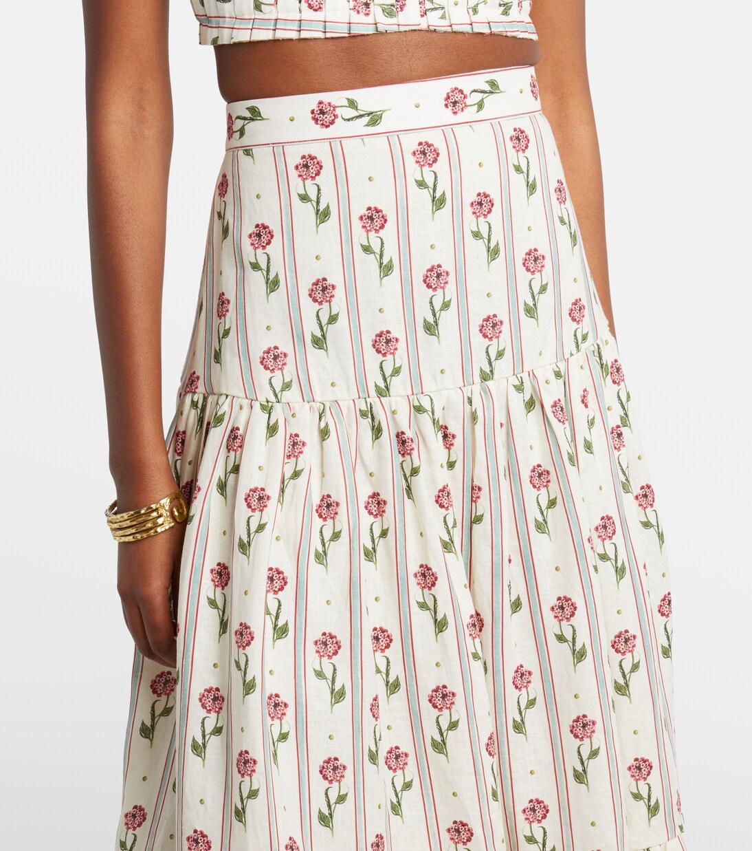 Falda larga Bergamota de lino floral | Agua by Agua Bendita