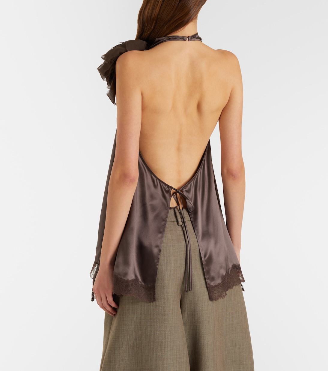 Lace-trimmed silk satin top | Magda Butrym