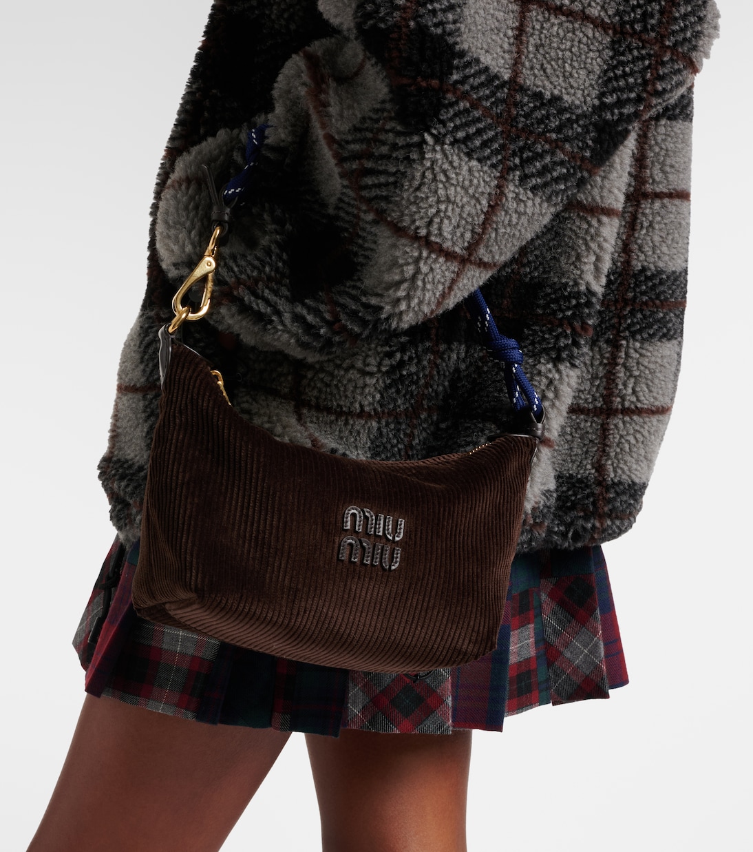 Bolso al hombro de pana de algodón | Miu Miu