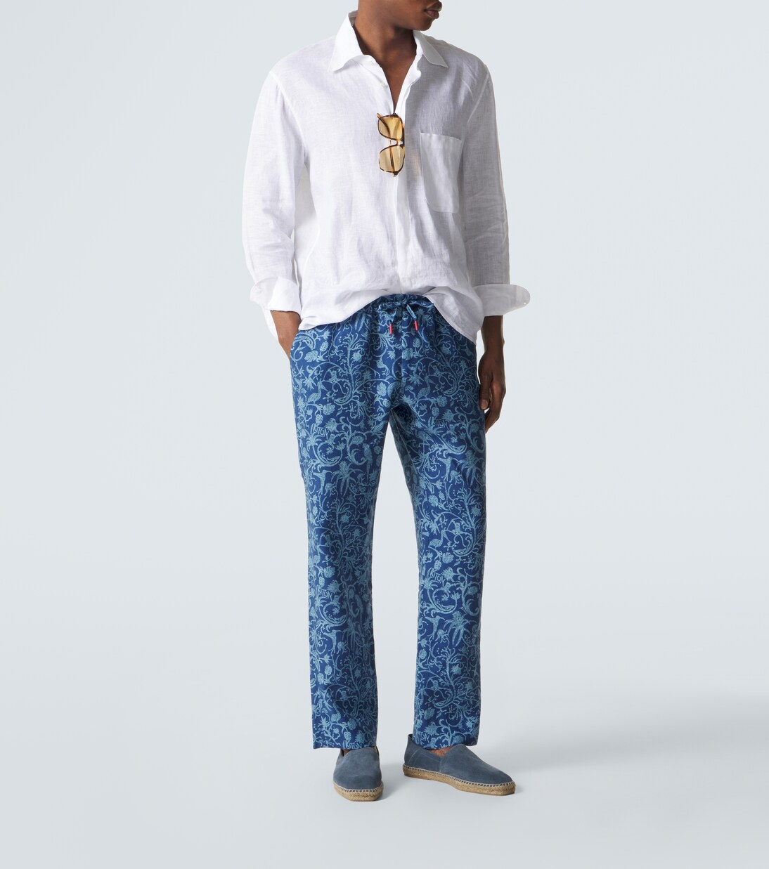Printed linen straight pants | Kiton