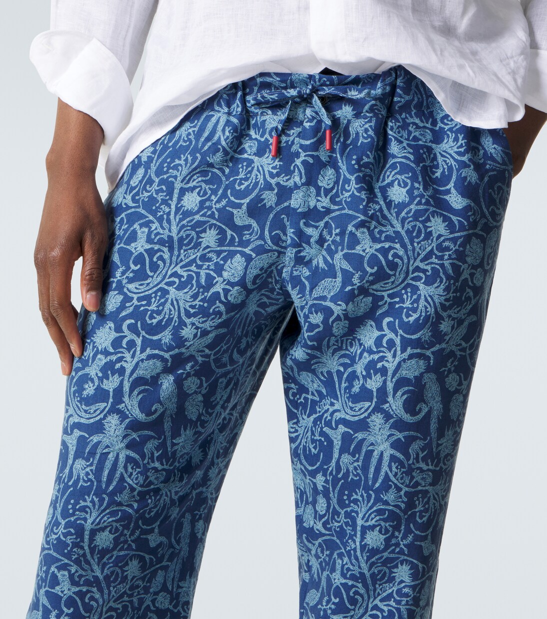 Printed linen straight pants | Kiton