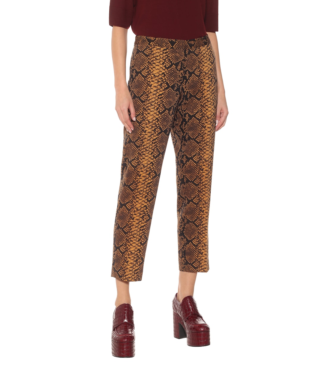 Snake-print high-rise wool pants | Dries Van Noten