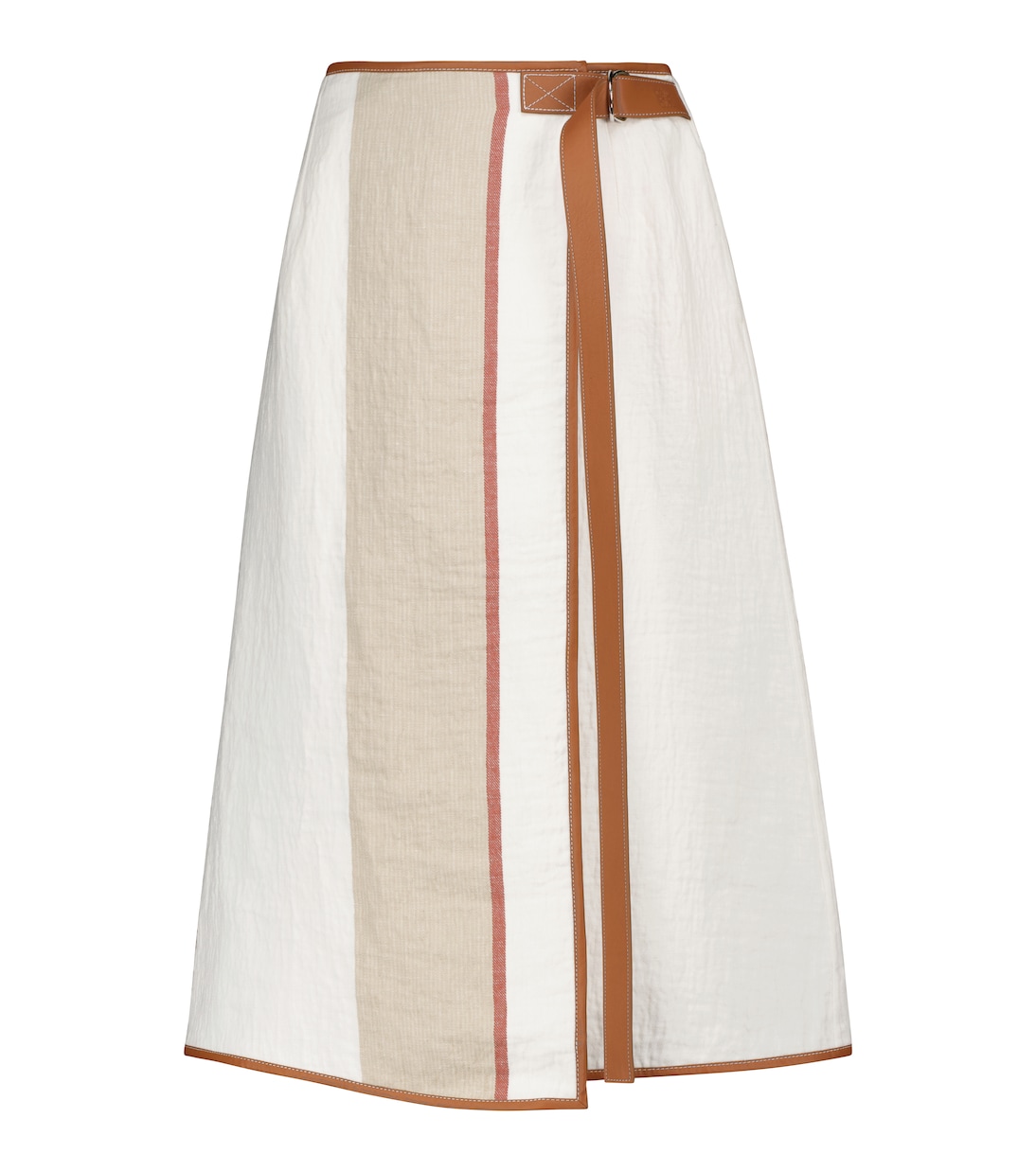 Falda de lino, algodón y piel | Loewe
