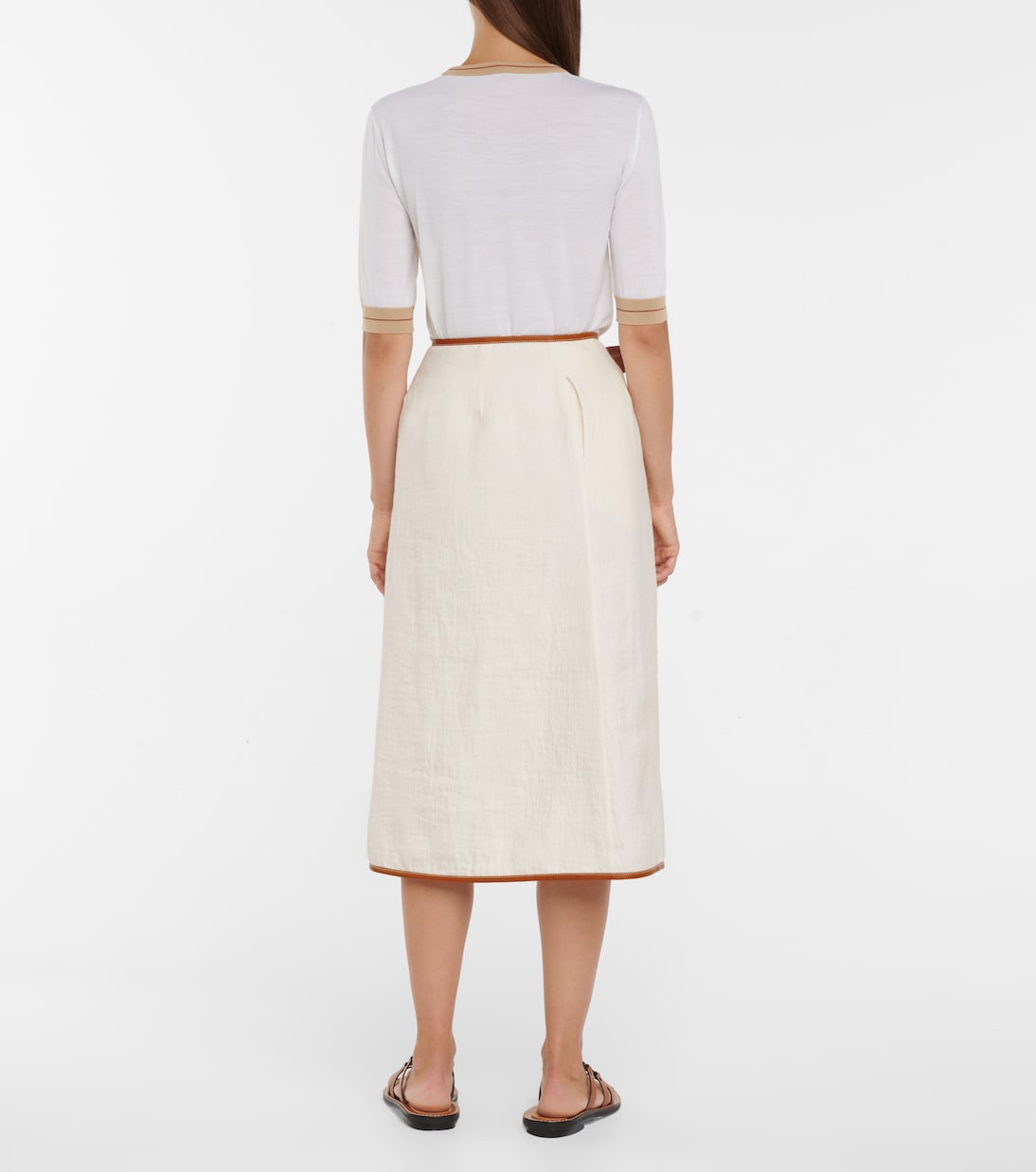 Falda de lino, algodón y piel | Loewe