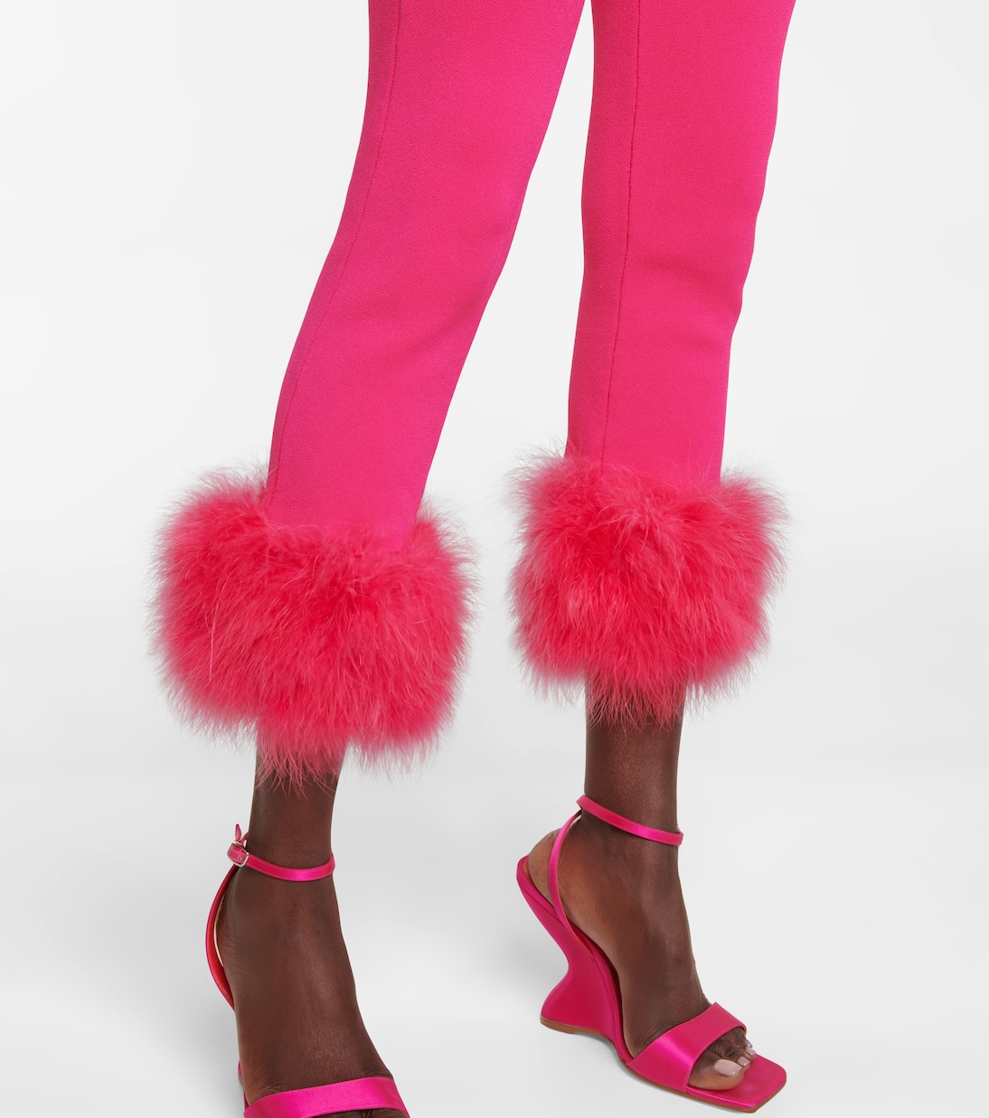 High-rise faux fur-trimmed leggings | Magda Butrym