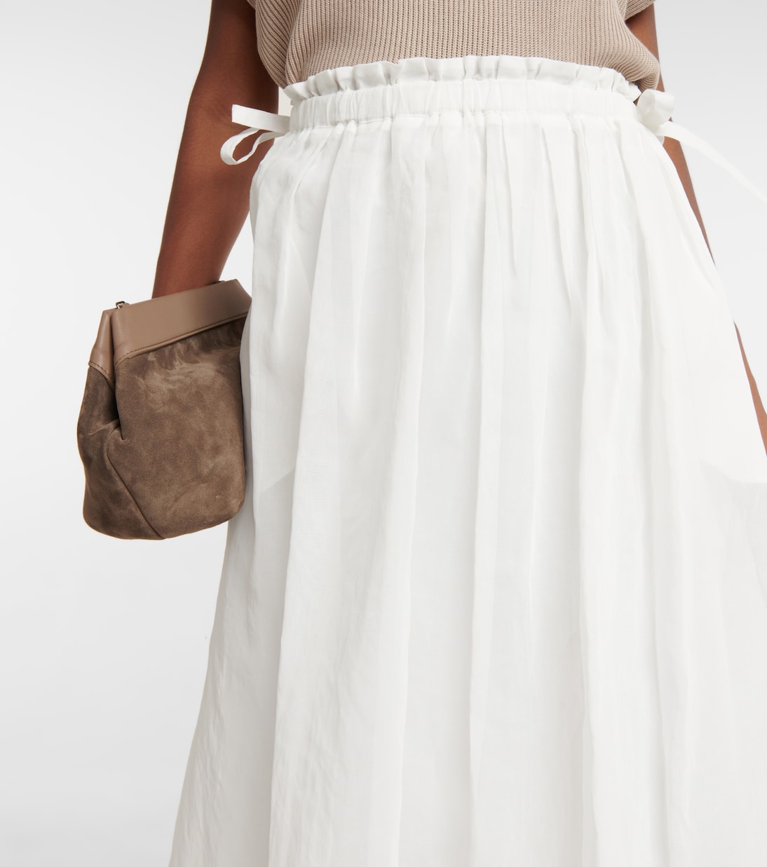 Falda larga en organza de algodón | Brunello Cucinelli