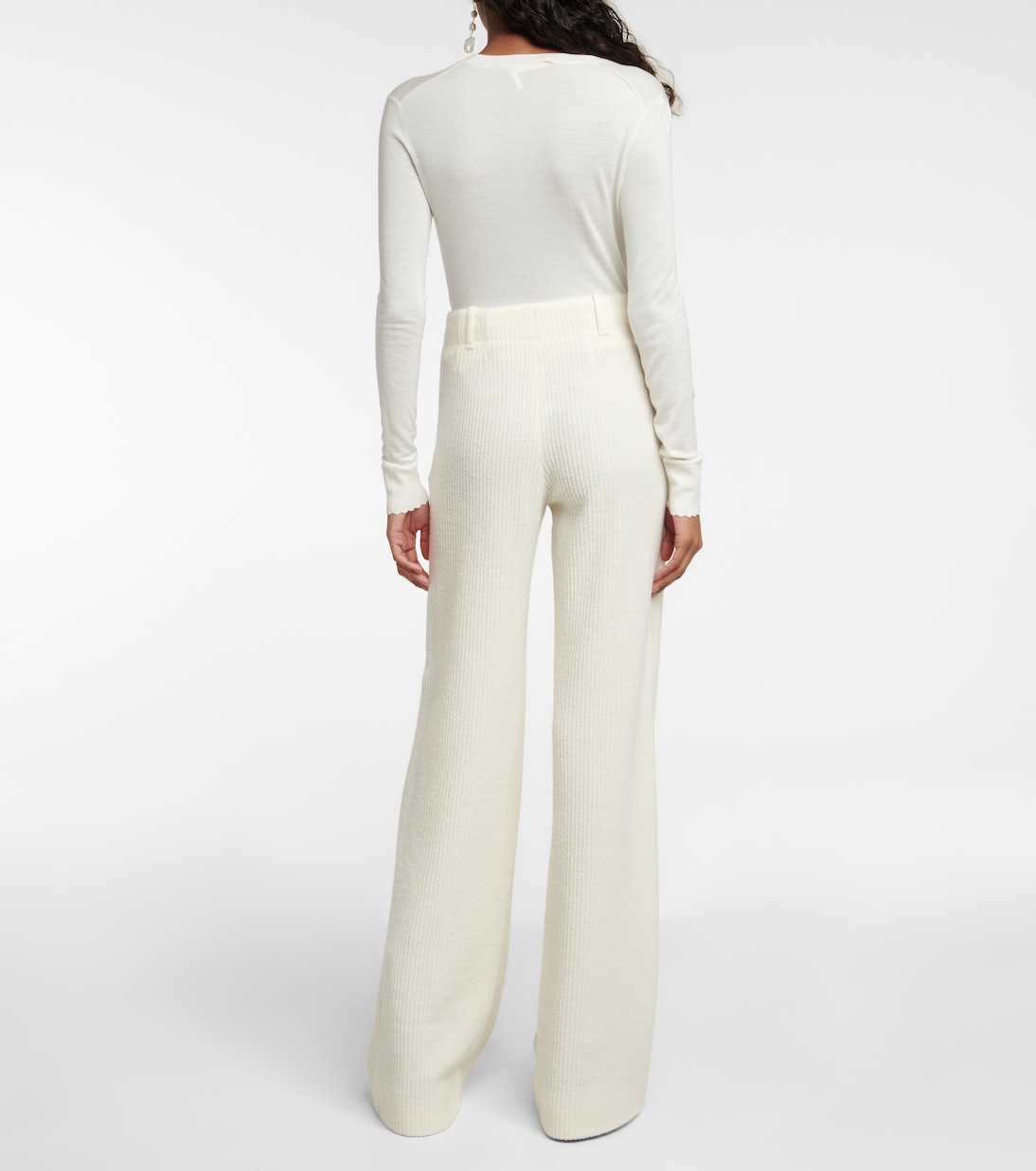 Pantalon ample à taille haute en laine | Chloé