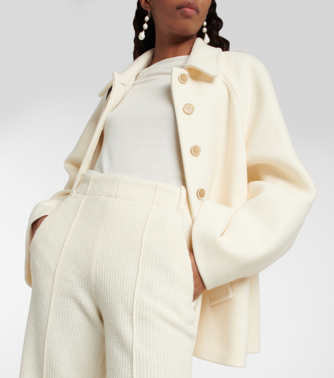 Pantalon ample à taille haute en laine | Chloé