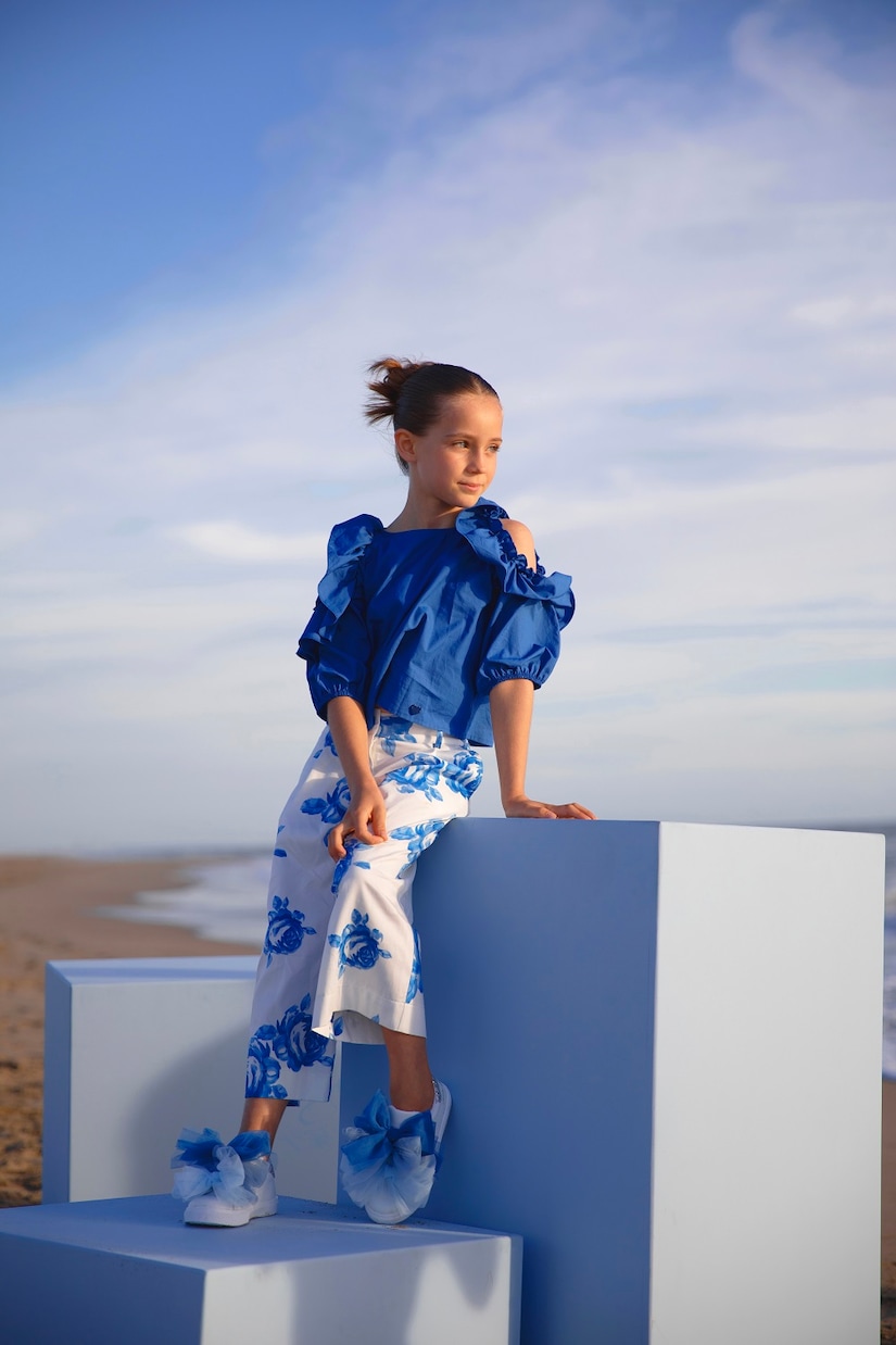 Pantaloni in cotone a gamba larga | Monnalisa