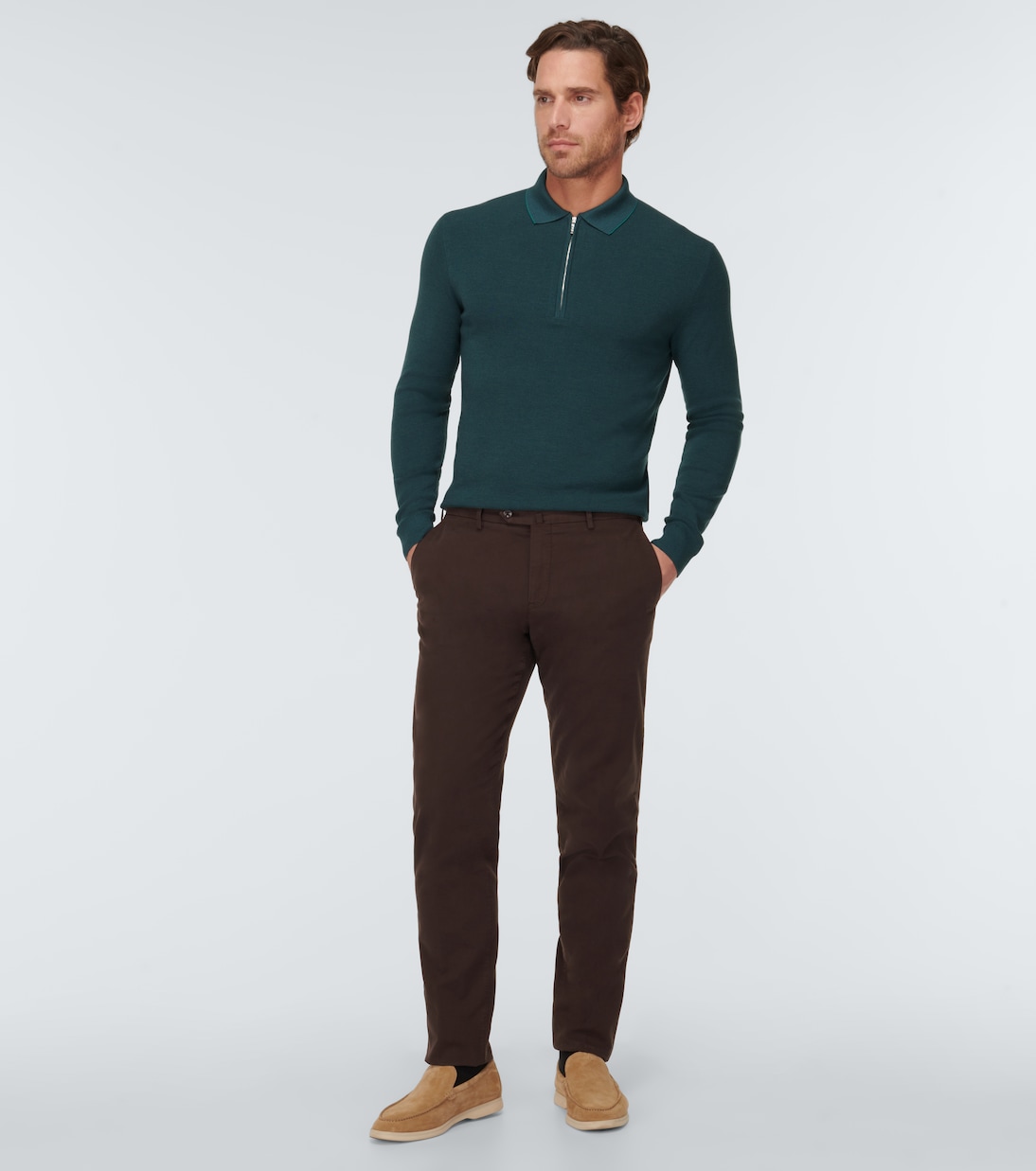 Polo Zip Ridge in lana e seta | Loro Piana