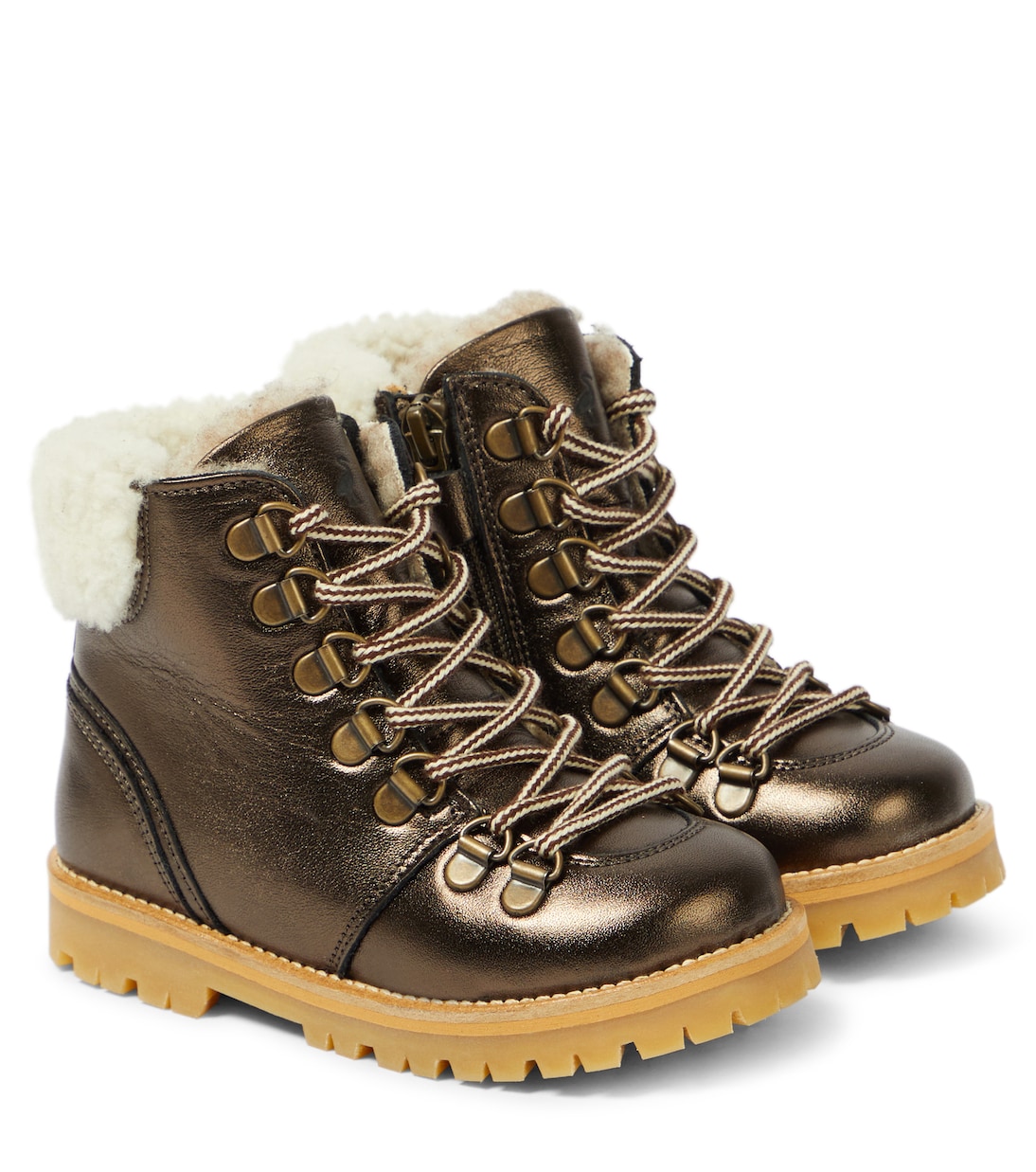 Schnürstiefel aus Leder mit Shearling | Petit Nord