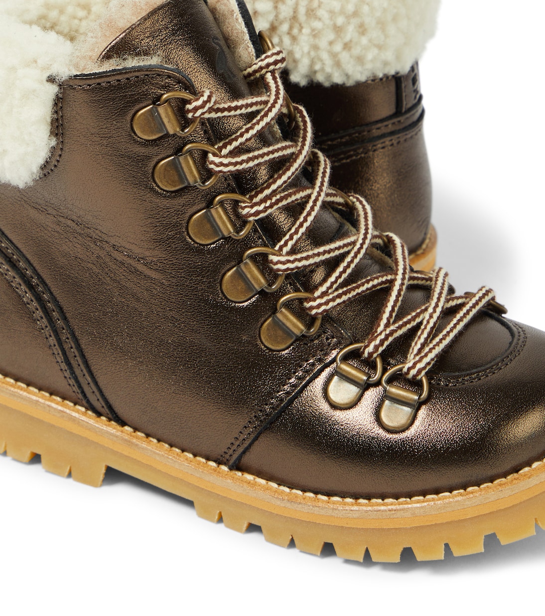 Schnürstiefel aus Leder mit Shearling | Petit Nord