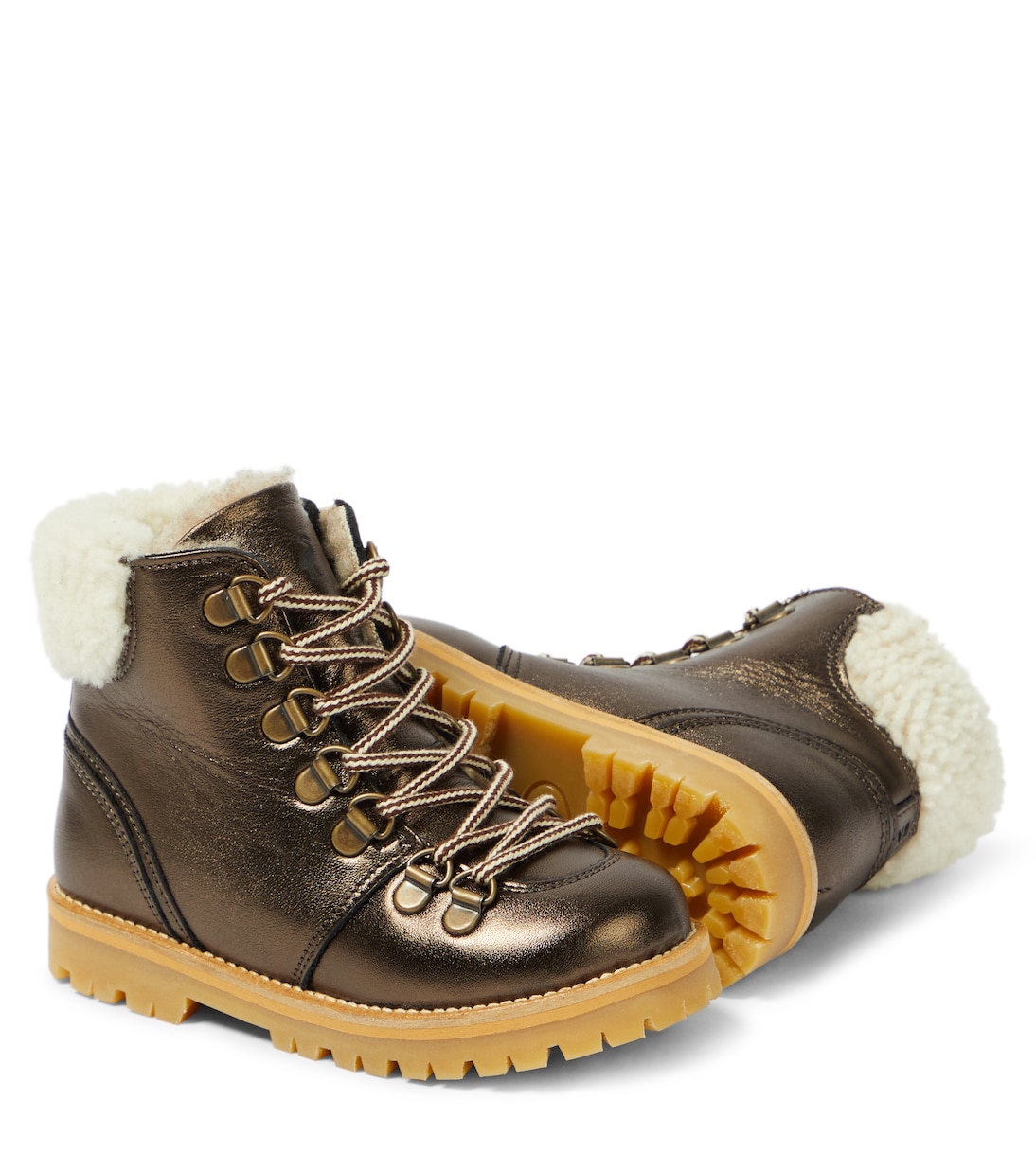 Schnürstiefel aus Leder mit Shearling | Petit Nord