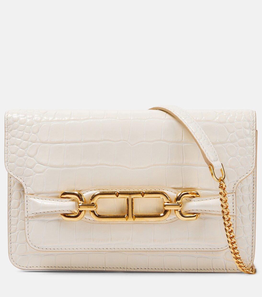 Whitney Small croc effect leather shoulder bag in beige Tom Ford Mytheresa