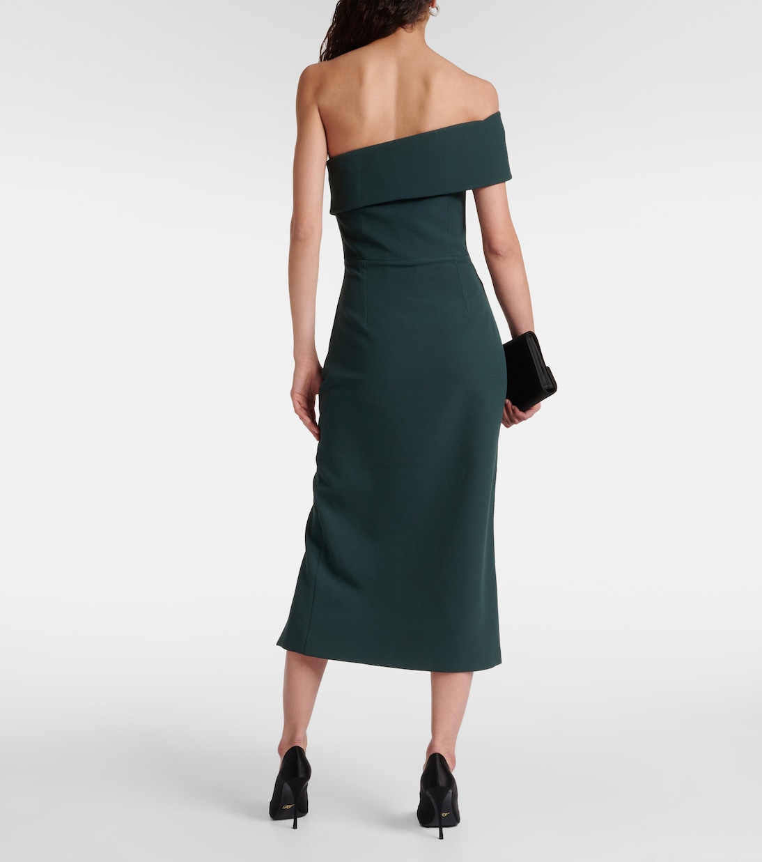Vestido midi asimétrico Opal de crepé | Safiyaa