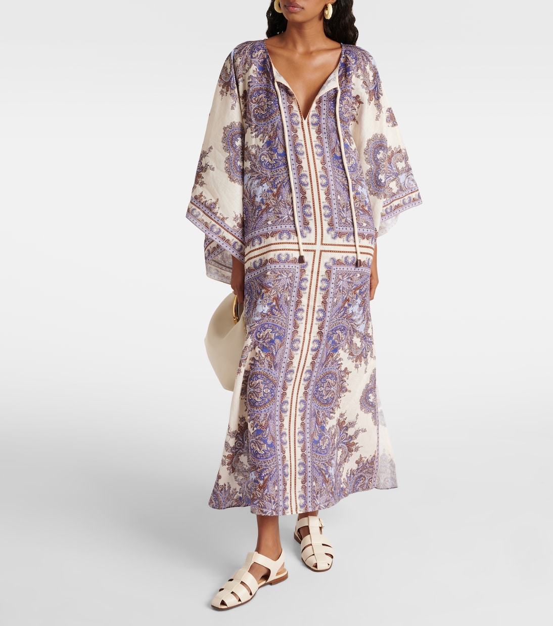 Caftano Ottie in lino con stampa paisley | Zimmermann