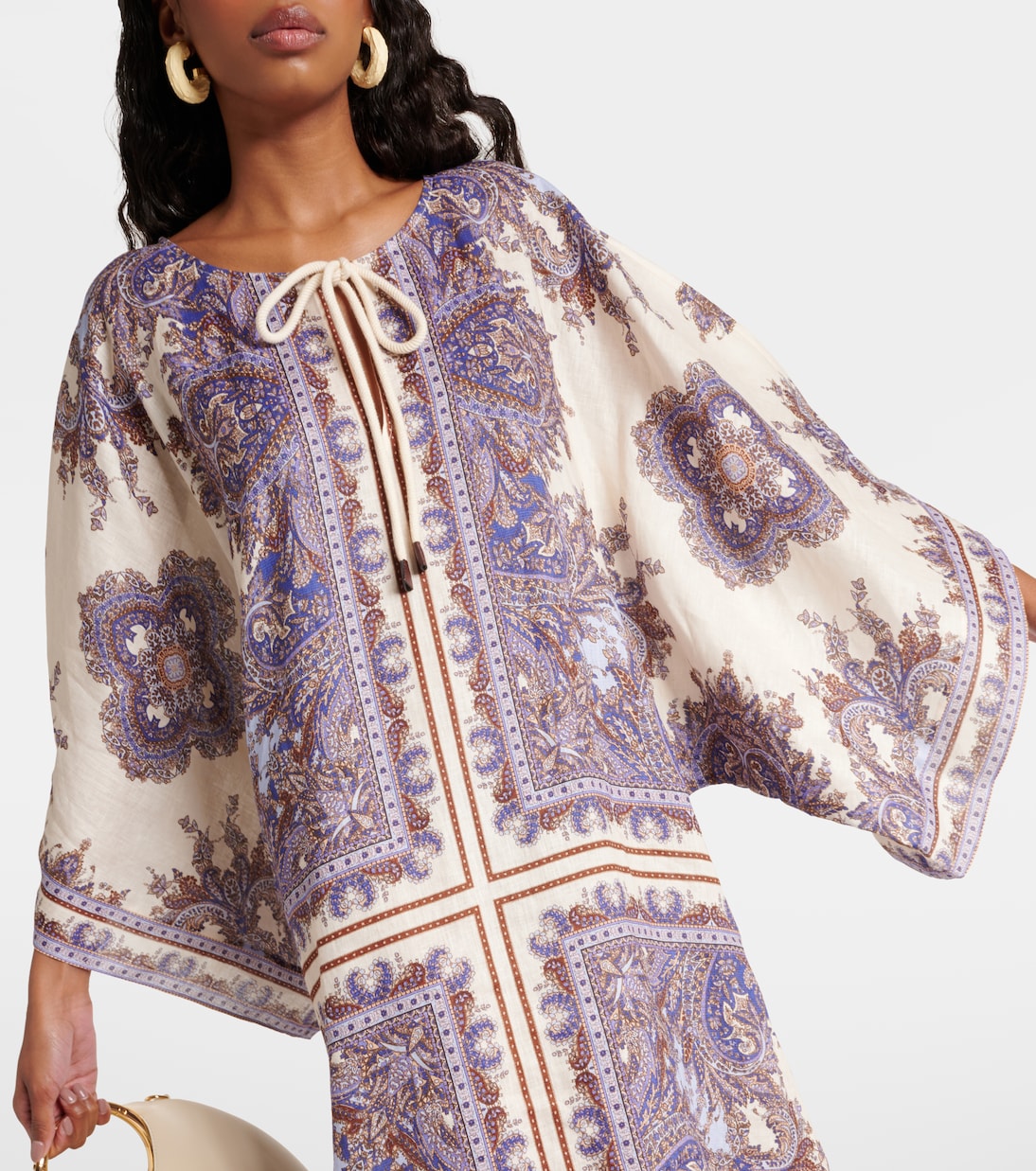 Caftano Ottie in lino con stampa paisley | Zimmermann