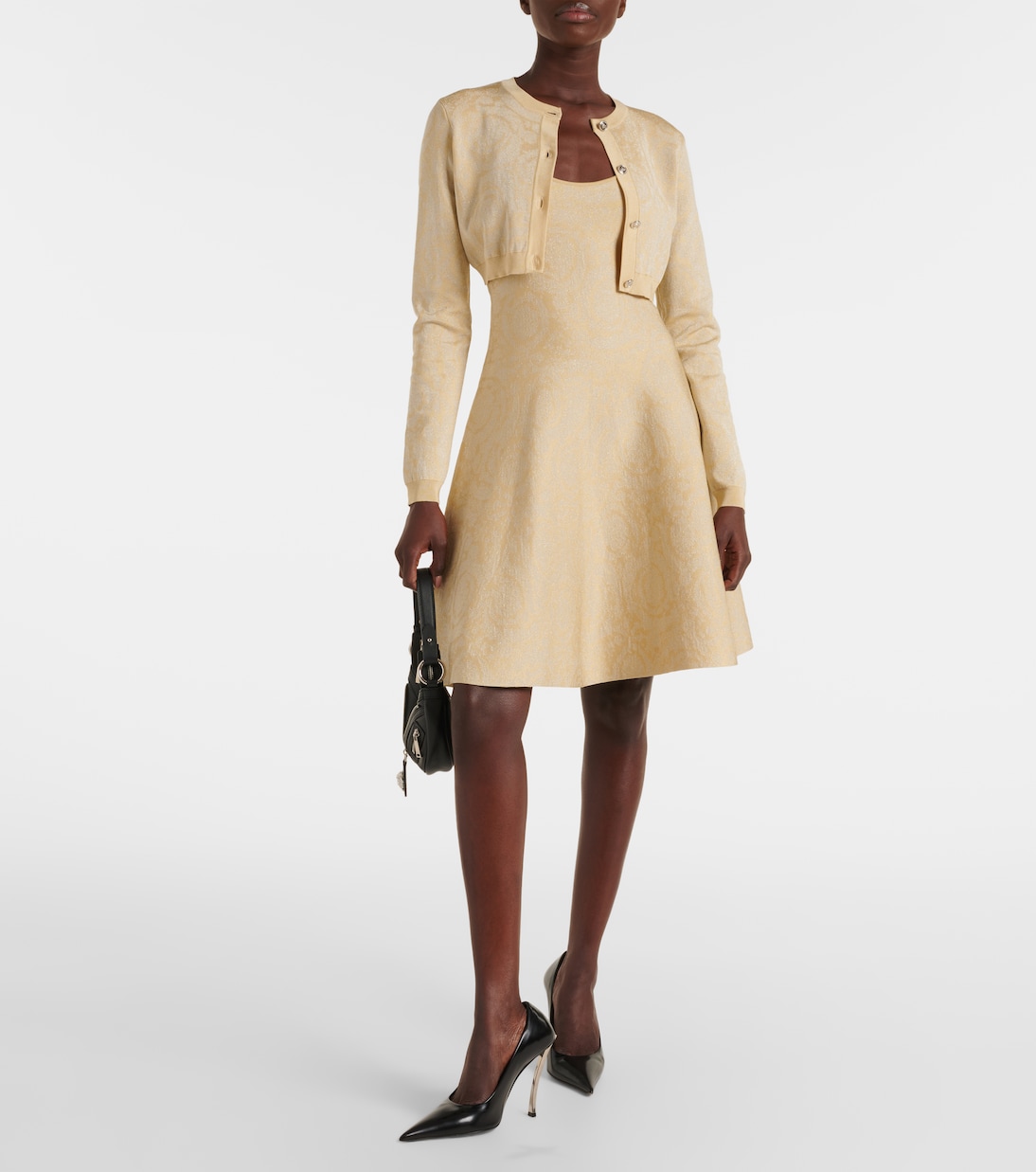 Cárdigan cropped Barocco de lamé | Versace