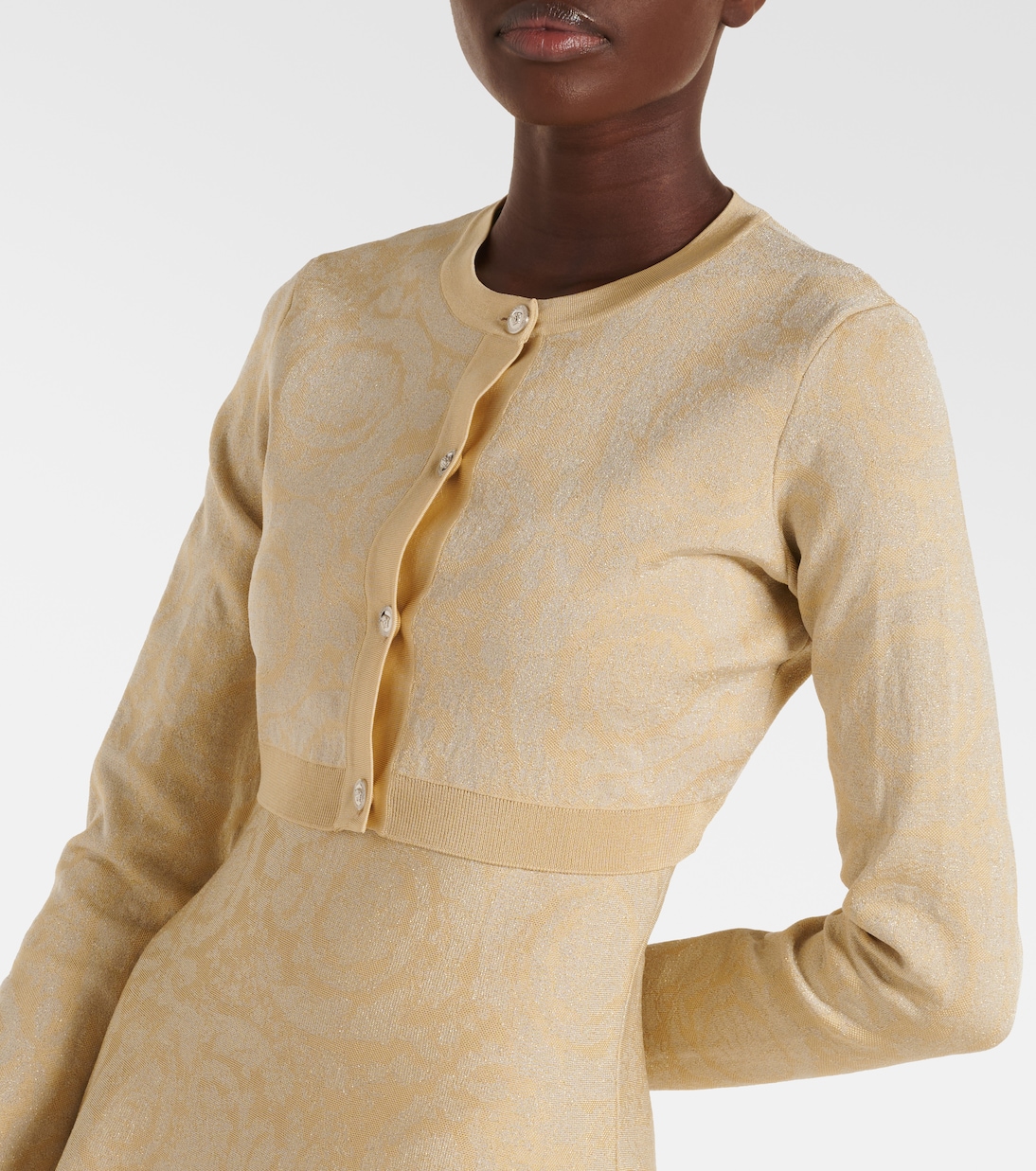 Cárdigan cropped Barocco de lamé | Versace