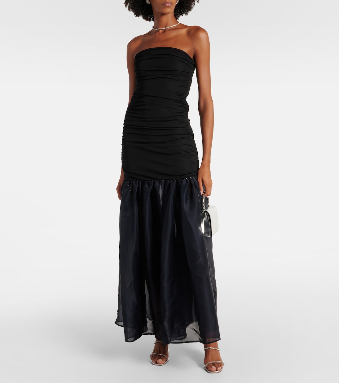Liya ruched jersey and organza gown | Staud