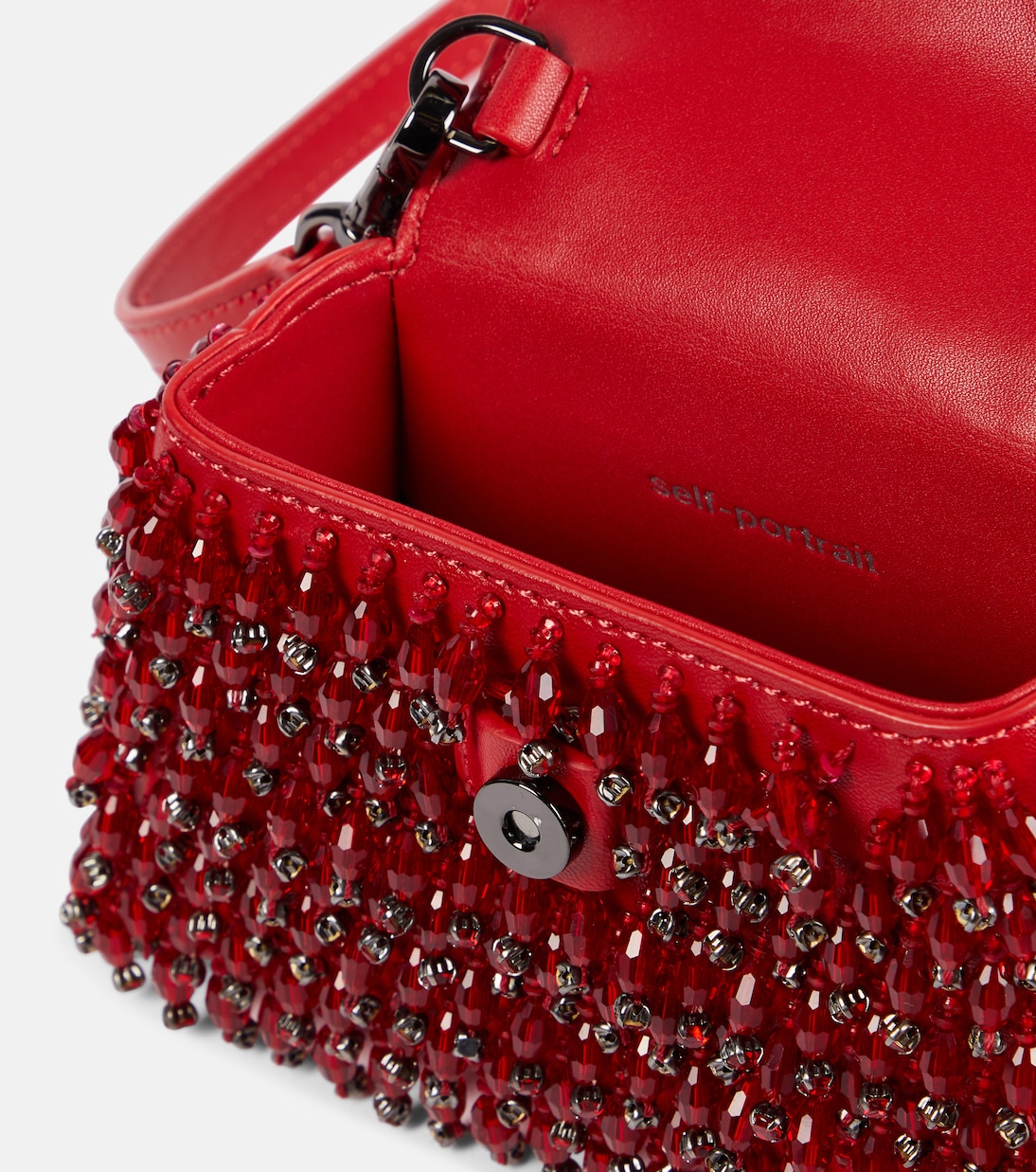 Borsa Bow Micro in pelle con perline | Self-Portrait