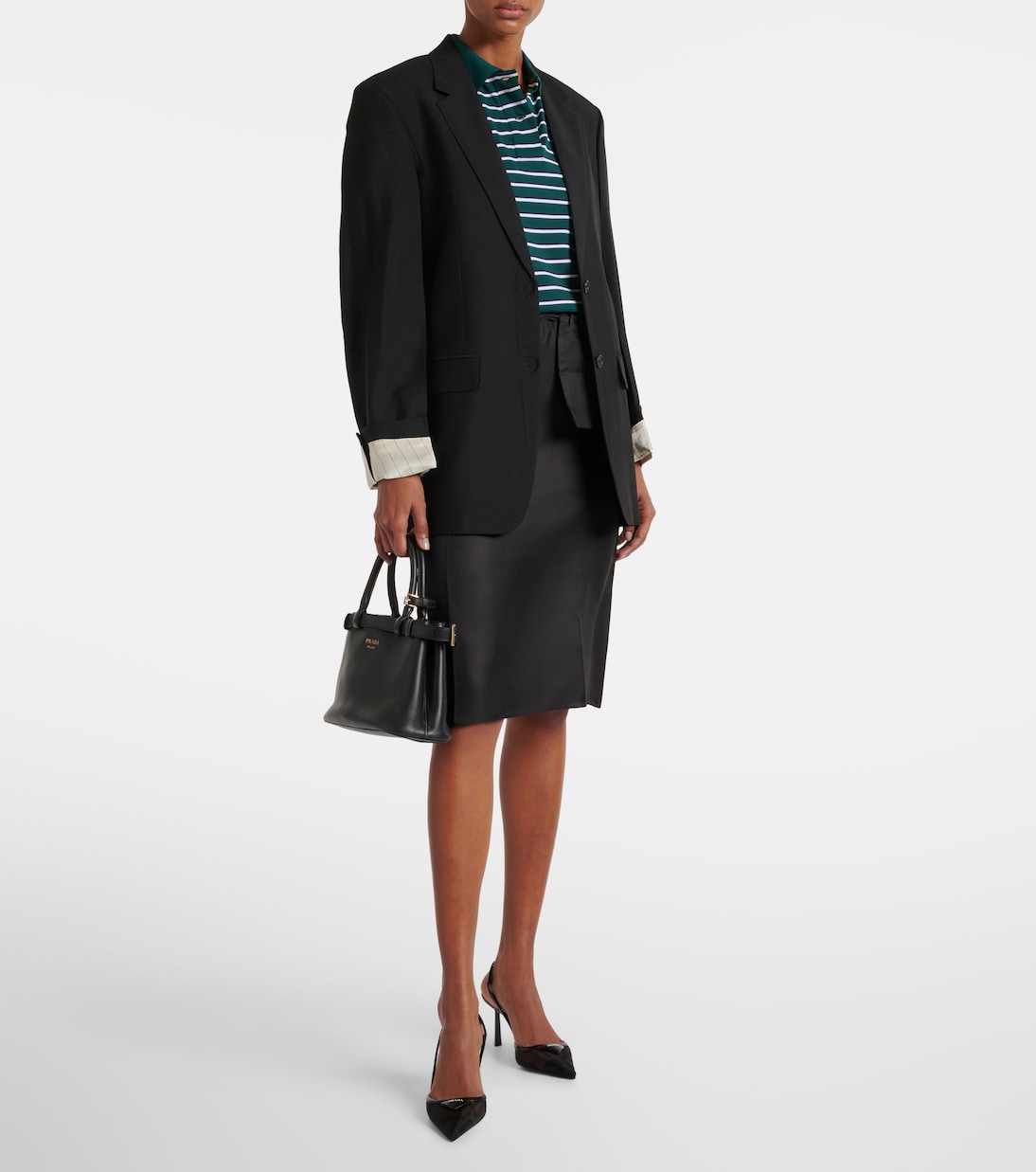 Falda midi de sarga de seda | Prada