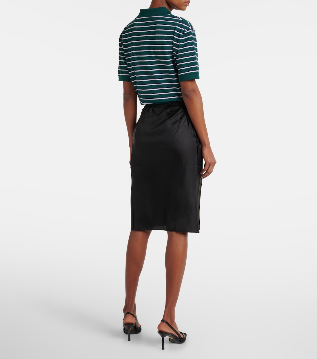 Falda midi de sarga de seda | Prada