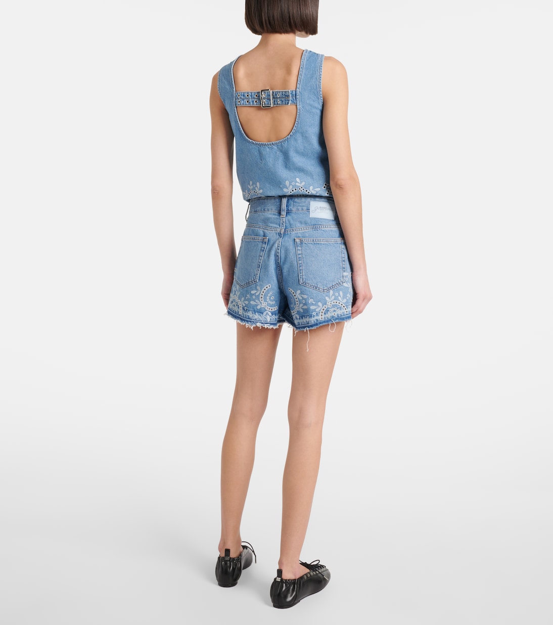 Short en jean brodé | Ganni
