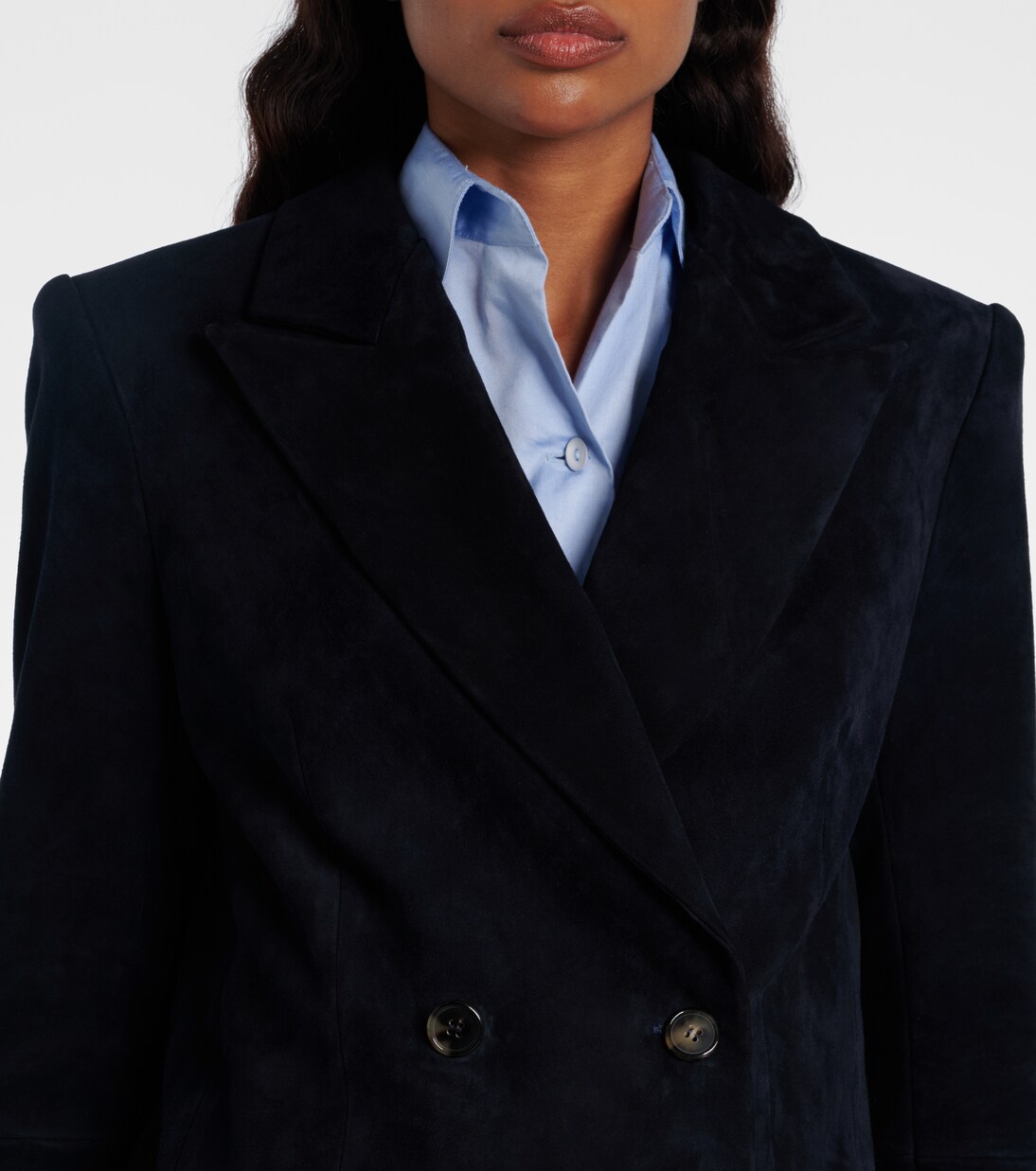 Suede double-breasted blazer | Stouls