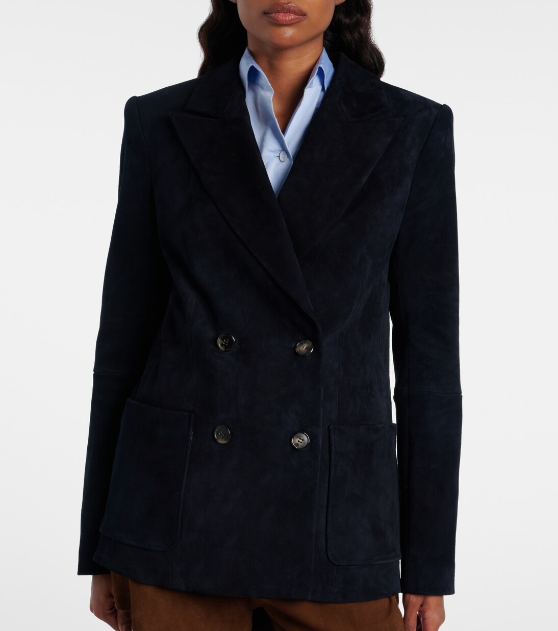 Suede double-breasted blazer | Stouls