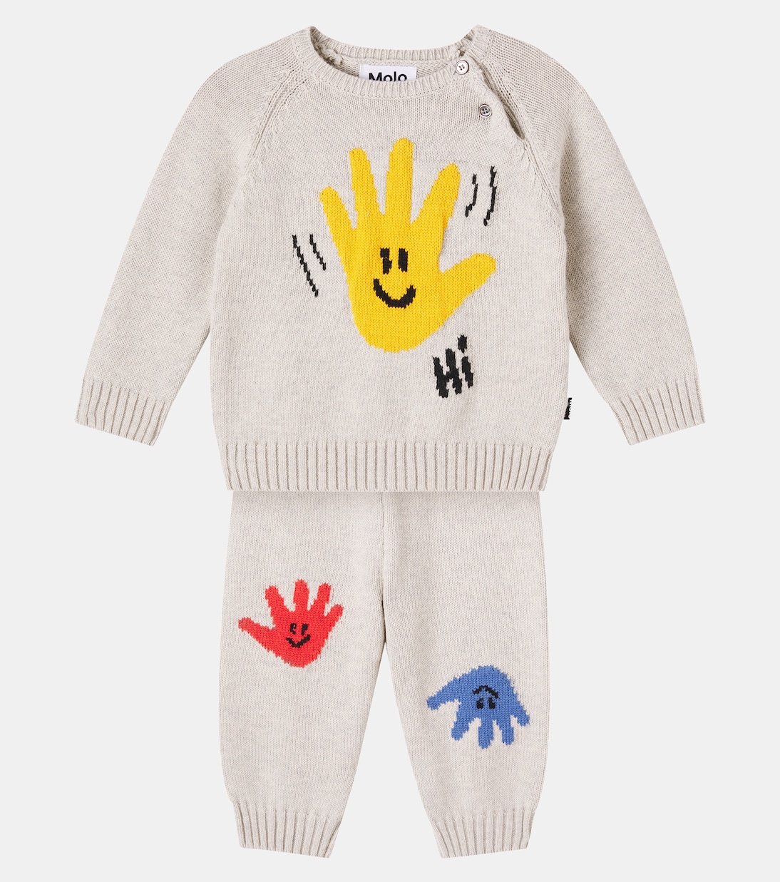 Baby cotton and wool sweater and pants set | Molo