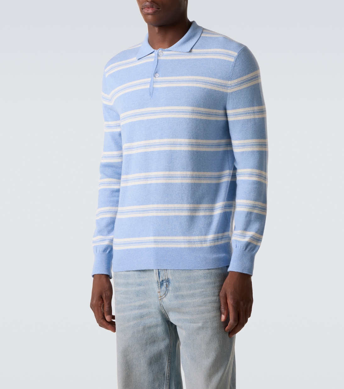 Pull polo Mr Swansea rayé en cachemire | Arch4
