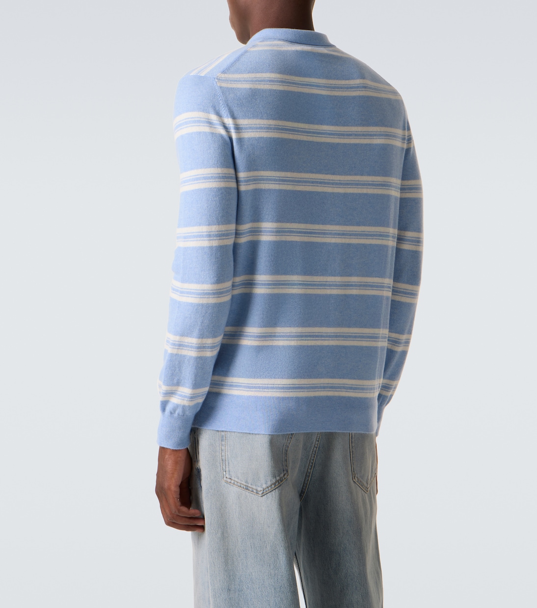 Pull polo Mr Swansea rayé en cachemire | Arch4