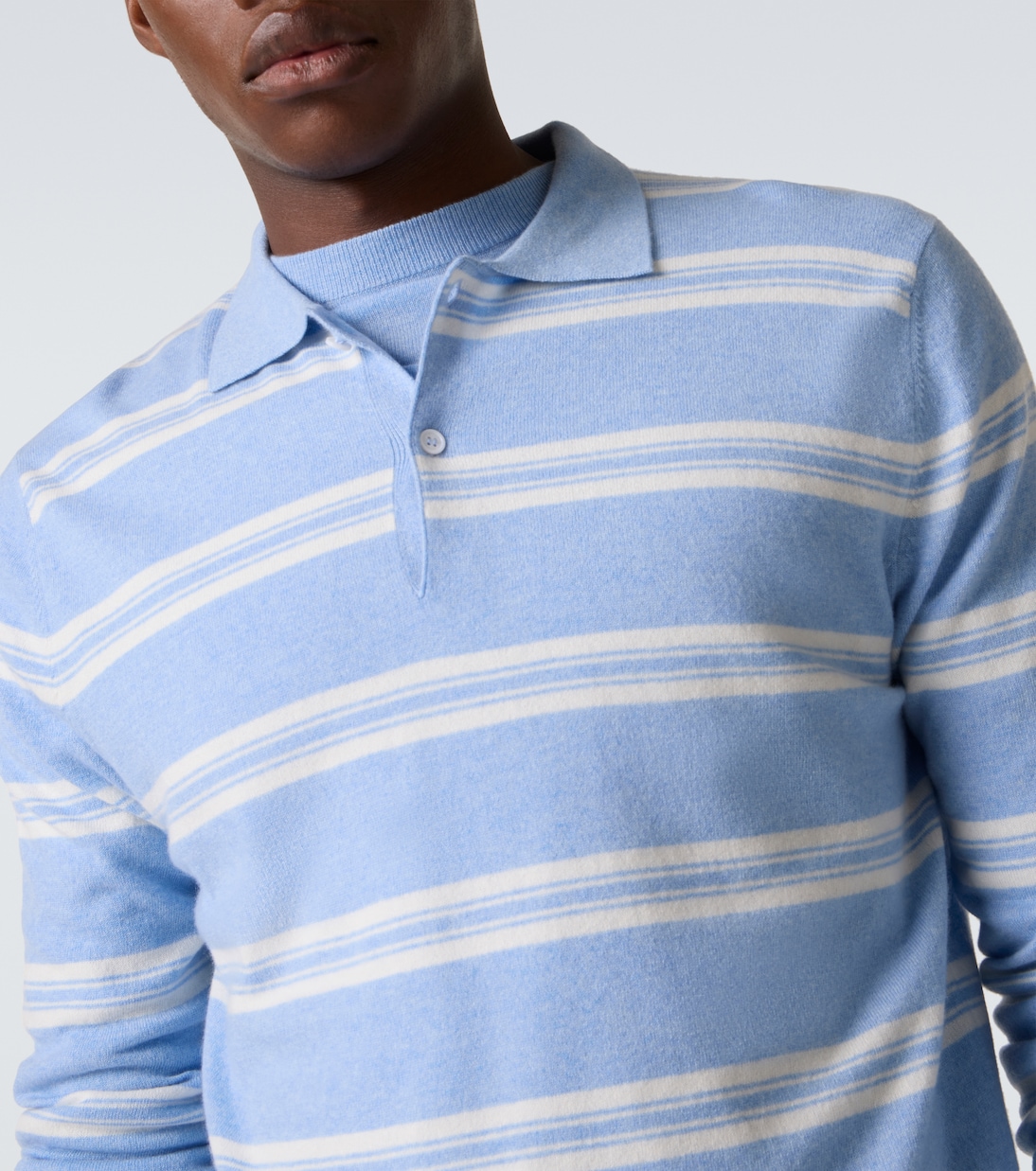 Pull polo Mr Swansea rayé en cachemire | Arch4