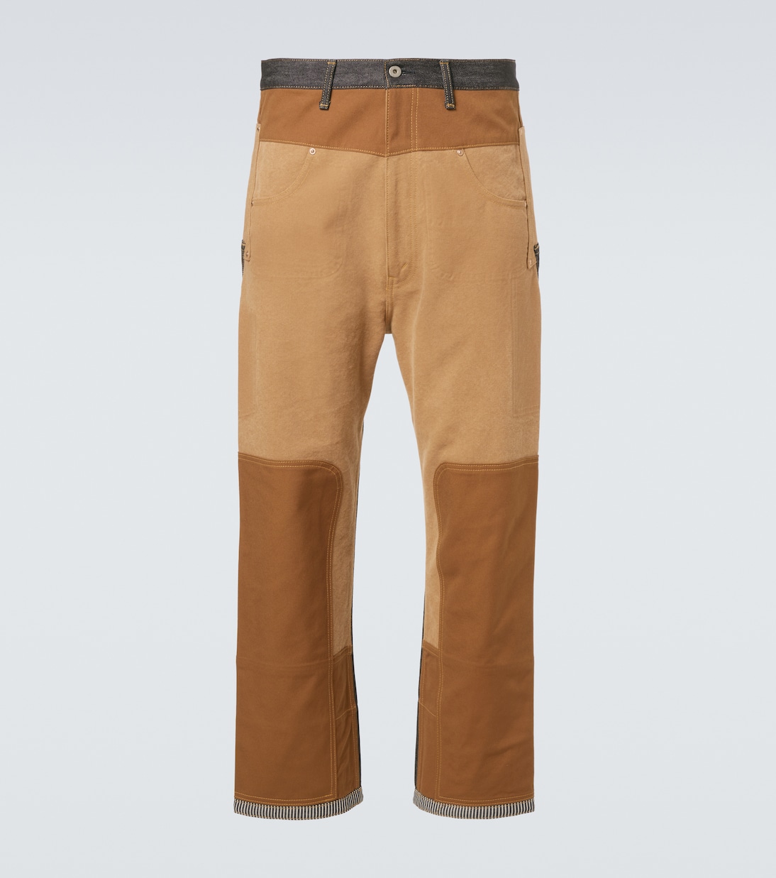 Patchwork denim and suede straight pants | Junya Watanabe